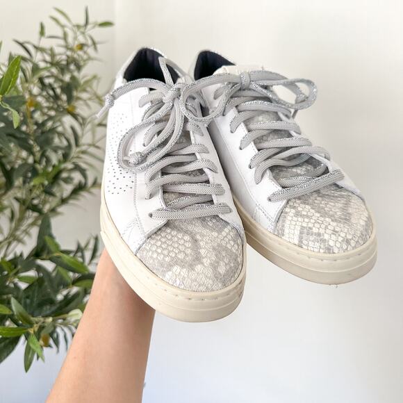 P448 John Molly Low Top Lace Up Leather Sneakers Coyote White 39 - Picture 5 of 9